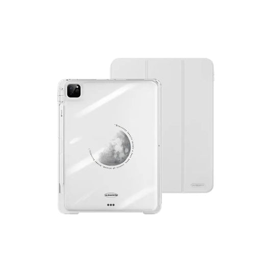 【導軌式可拆蓋】Full Moon｜霧霾灰三摺式不發黃背板iPad 保護套
