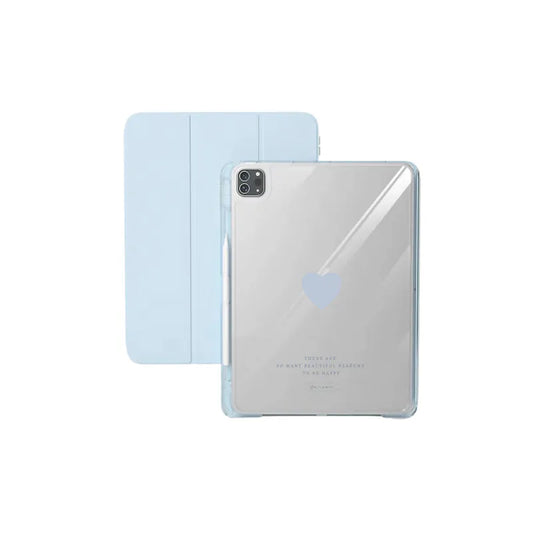 【導軌式可拆蓋】You are a piece of my heart｜清水藍三摺式不發黃背板iPad 保護套