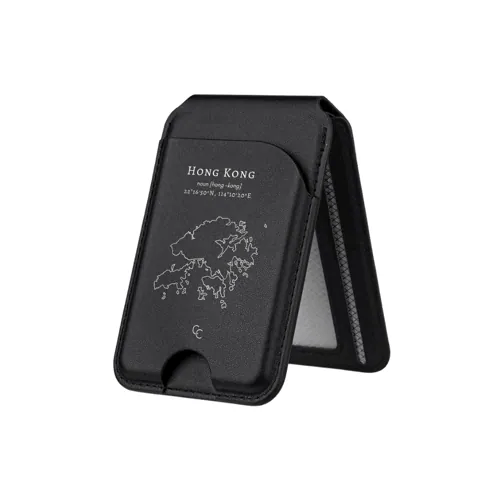 【Hong Kong 手繪地圖系列】MagSafe 黑色轉軸支架卡套二合一