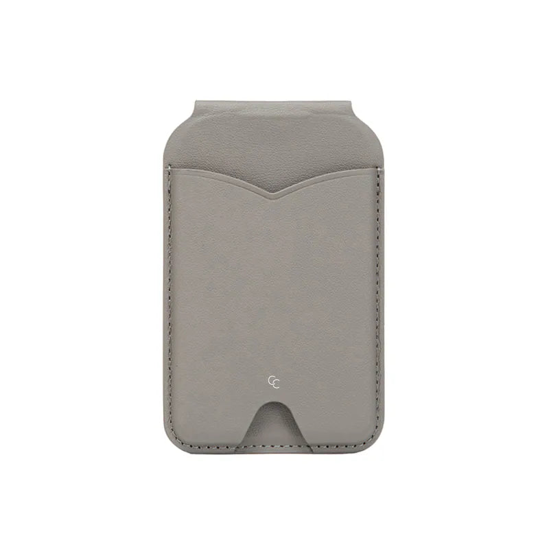 MagSafe 純色轉軸鏡子支架皮革卡套三合一