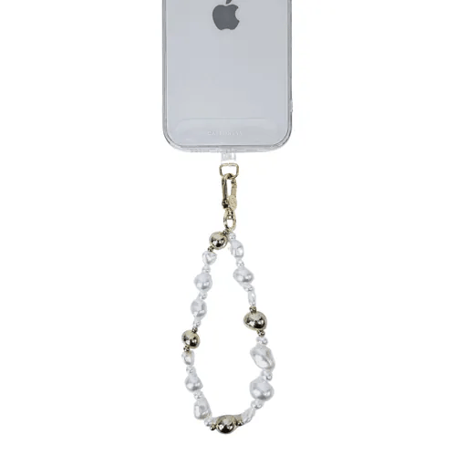 【全手工】金扣珍珠串珠手腕掛繩連透明夾片