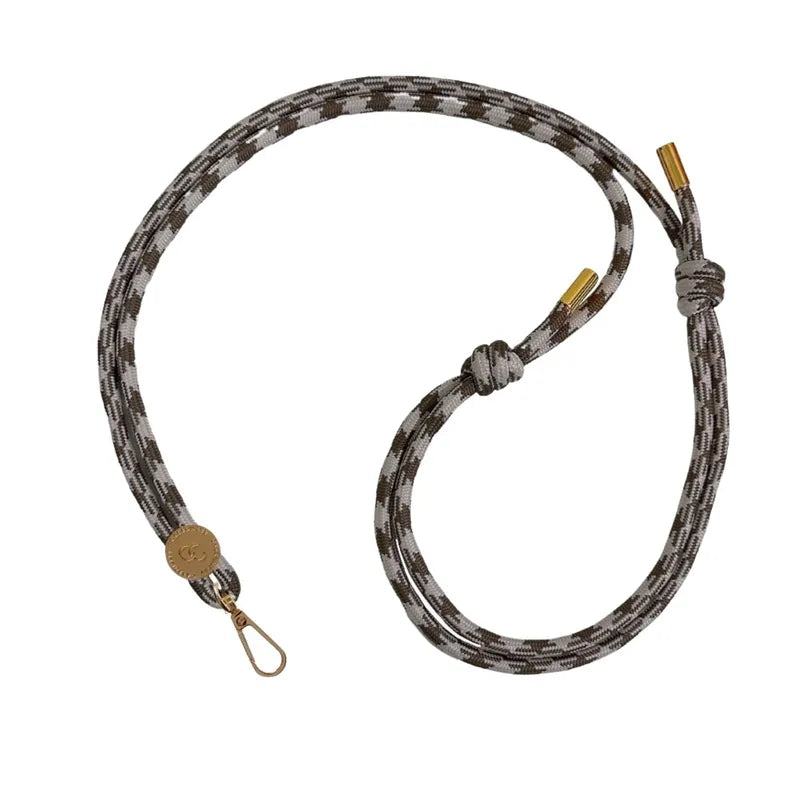 【6mm】大地色系 23K真金電鍍編織便攜手機掛繩（附送透明夾片）