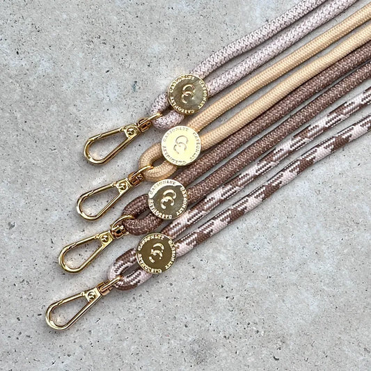 【6mm】大地色系 23K真金電鍍編織便攜手機掛繩（附送透明夾片）