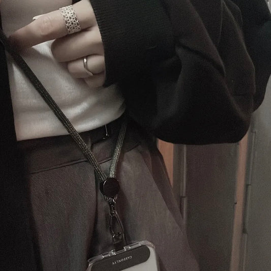 【6mm】中性色系 23K真金電鍍編織便攜手機掛繩（附送透明夾片）