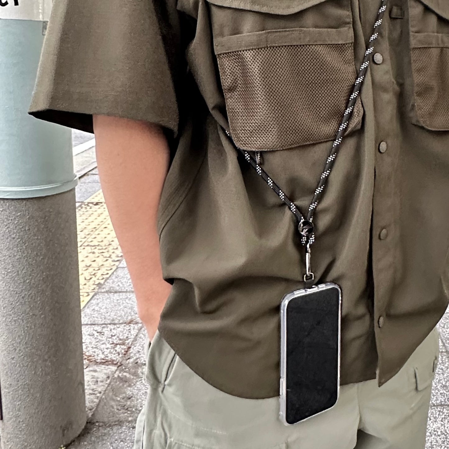 【6mm】中性色系 23K真金電鍍編織便攜手機掛繩（附送透明夾片）