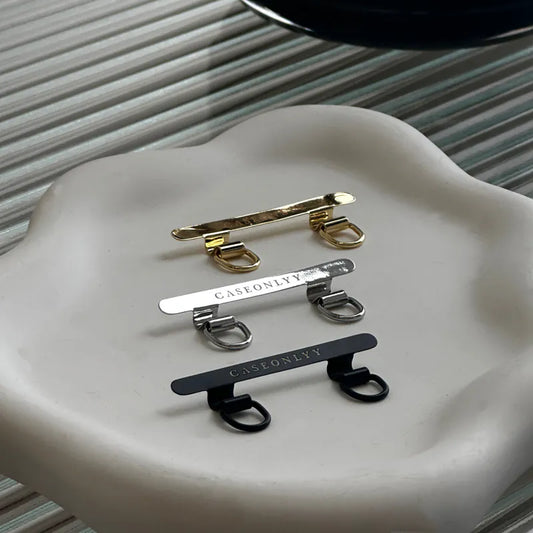 【自帶弧度不阻充電】雙扣不銹鋼便攜手機掛繩固定片