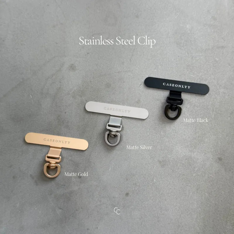 【自帶弧度不阻充電】360度可旋轉不銹鋼便攜手機掛繩固定片