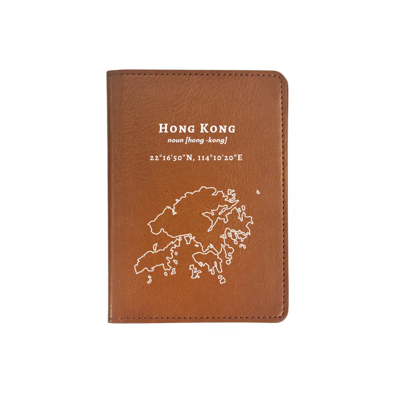 【微瑕疵品】Hong Kong 手繪地圖系列 超細纖維皮革護照套