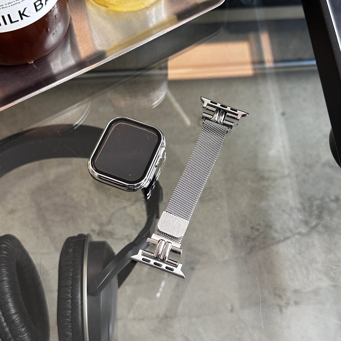 【可隨意調節長度】凱旋門扣磁吸金屬Apple Watch 錶帶