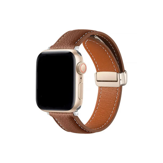 磁吸摺疊蝴蝶扣荔枝皮Apple Watch 錶帶