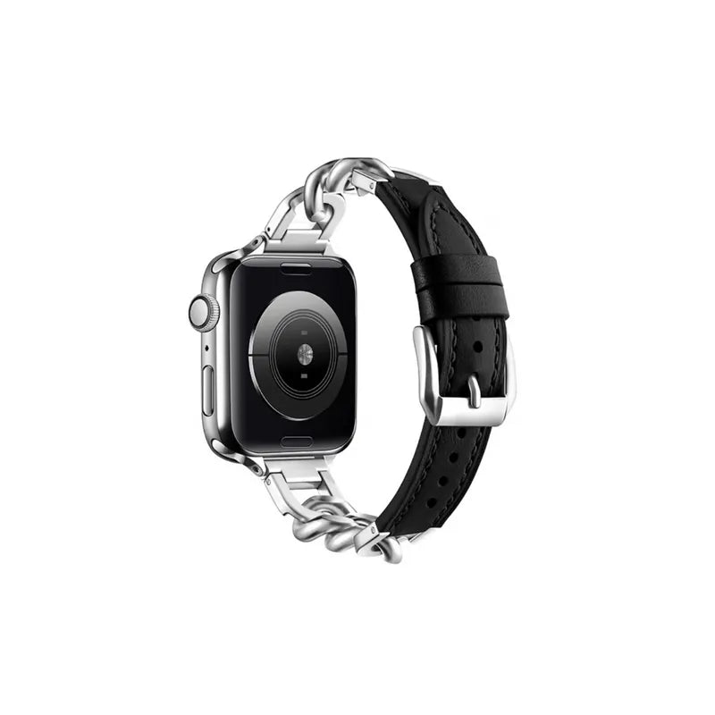 古巴鏈拼接真皮Apple Watch 錶帶