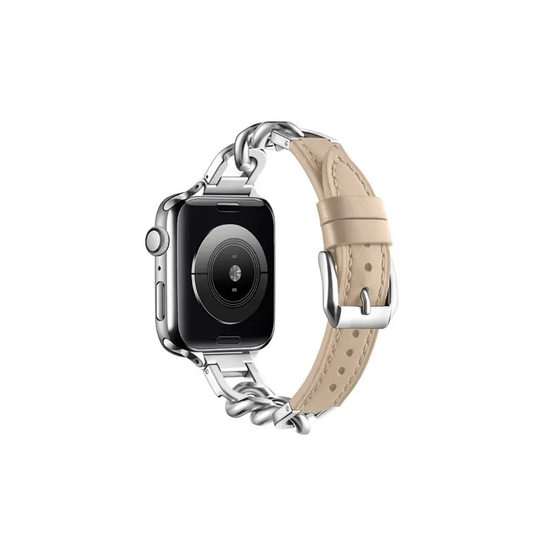 古巴鏈拼接真皮Apple Watch 錶帶