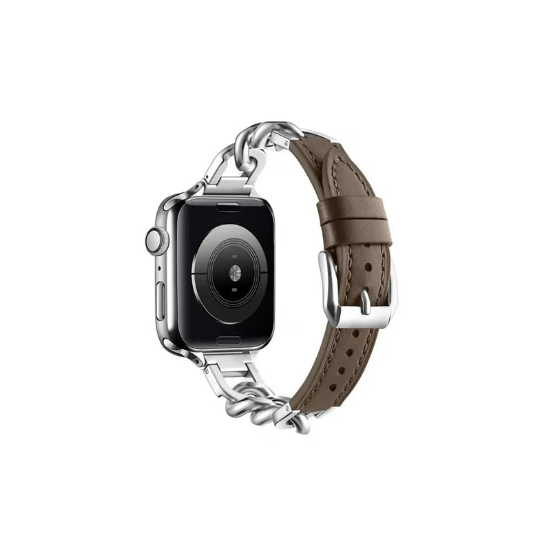 古巴鏈拼接真皮Apple Watch 錶帶