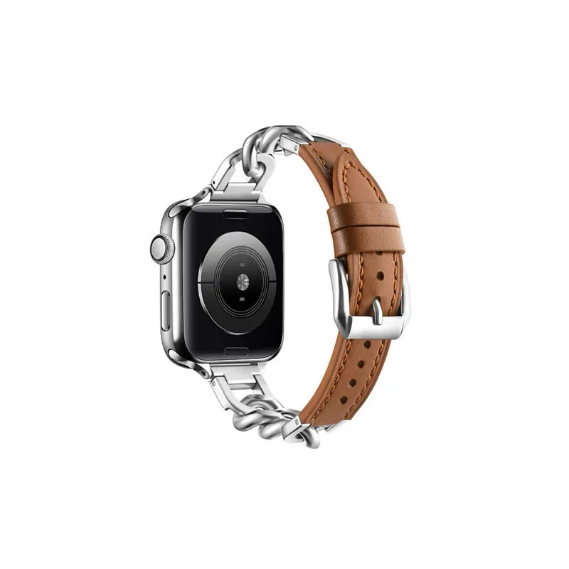 古巴鏈拼接真皮Apple Watch 錶帶