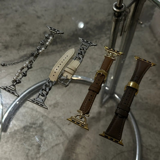 古巴鏈拼接真皮Apple Watch 錶帶