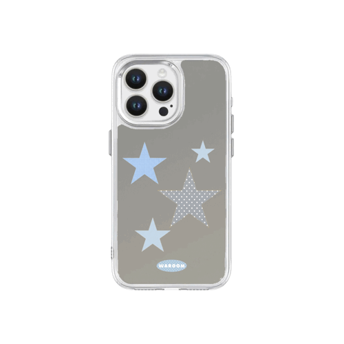 Azure Stars｜加厚防摔金屬按鈕透明框鏡面手機保護殼