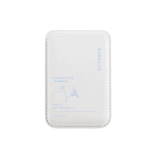 【誕生花系列】 MagSafe 超強磁吸白色皮革卡套