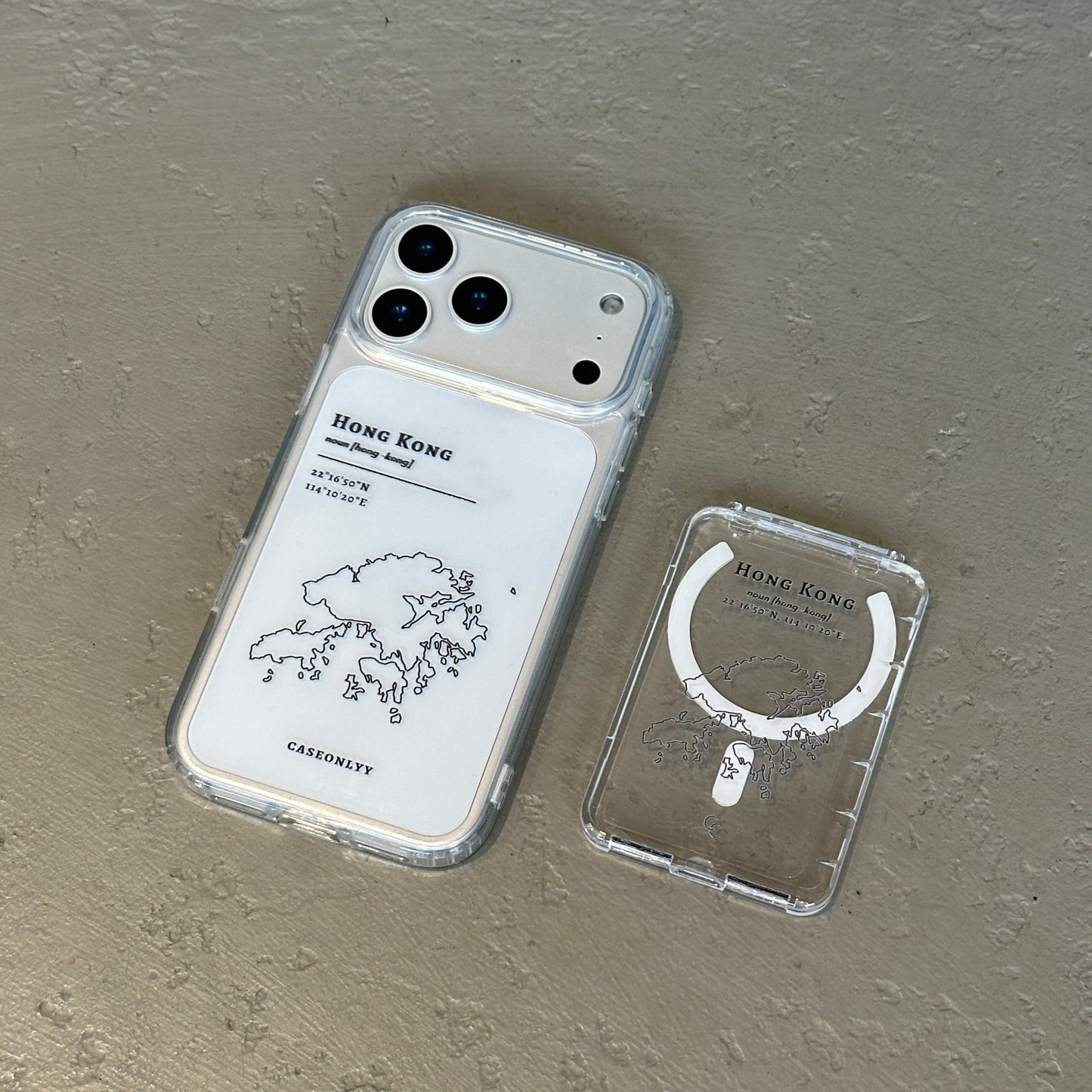 【Hong Kong 手繪地圖系列】超輕透不發黃MagSafe 卡夾支架二合一
