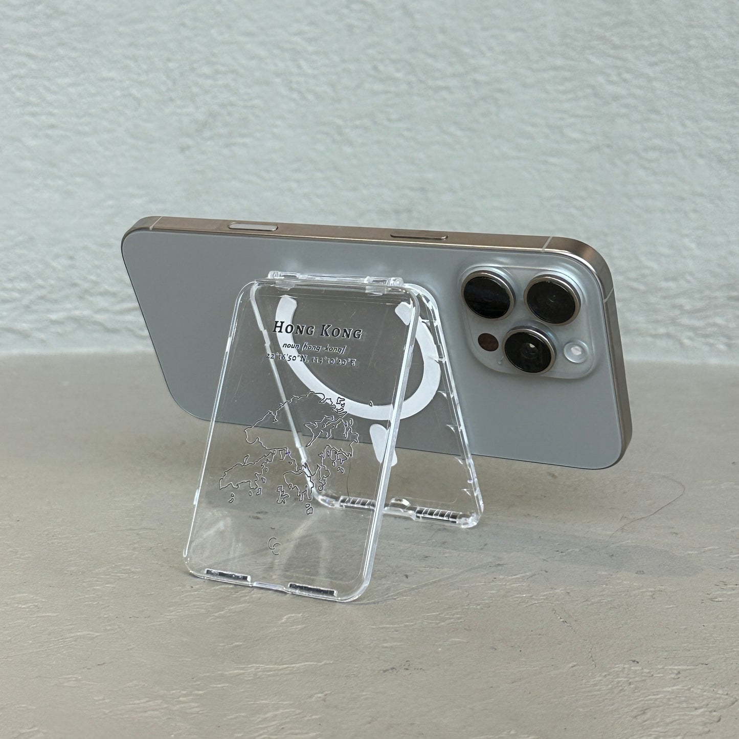 【Hong Kong 手繪地圖系列】超輕透不發黃MagSafe 卡夾支架二合一