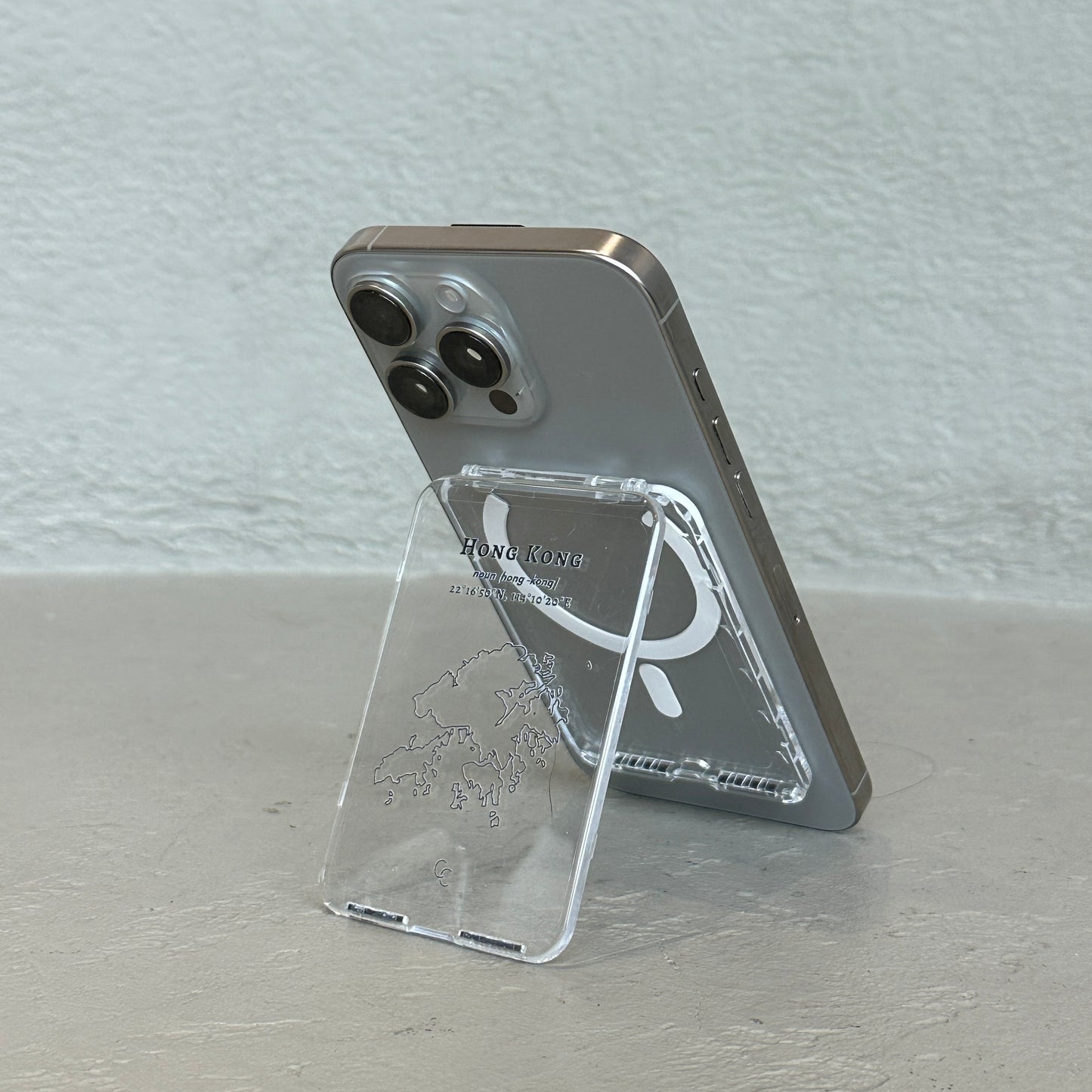 【Hong Kong 手繪地圖系列】超輕透不發黃MagSafe 卡夾支架二合一