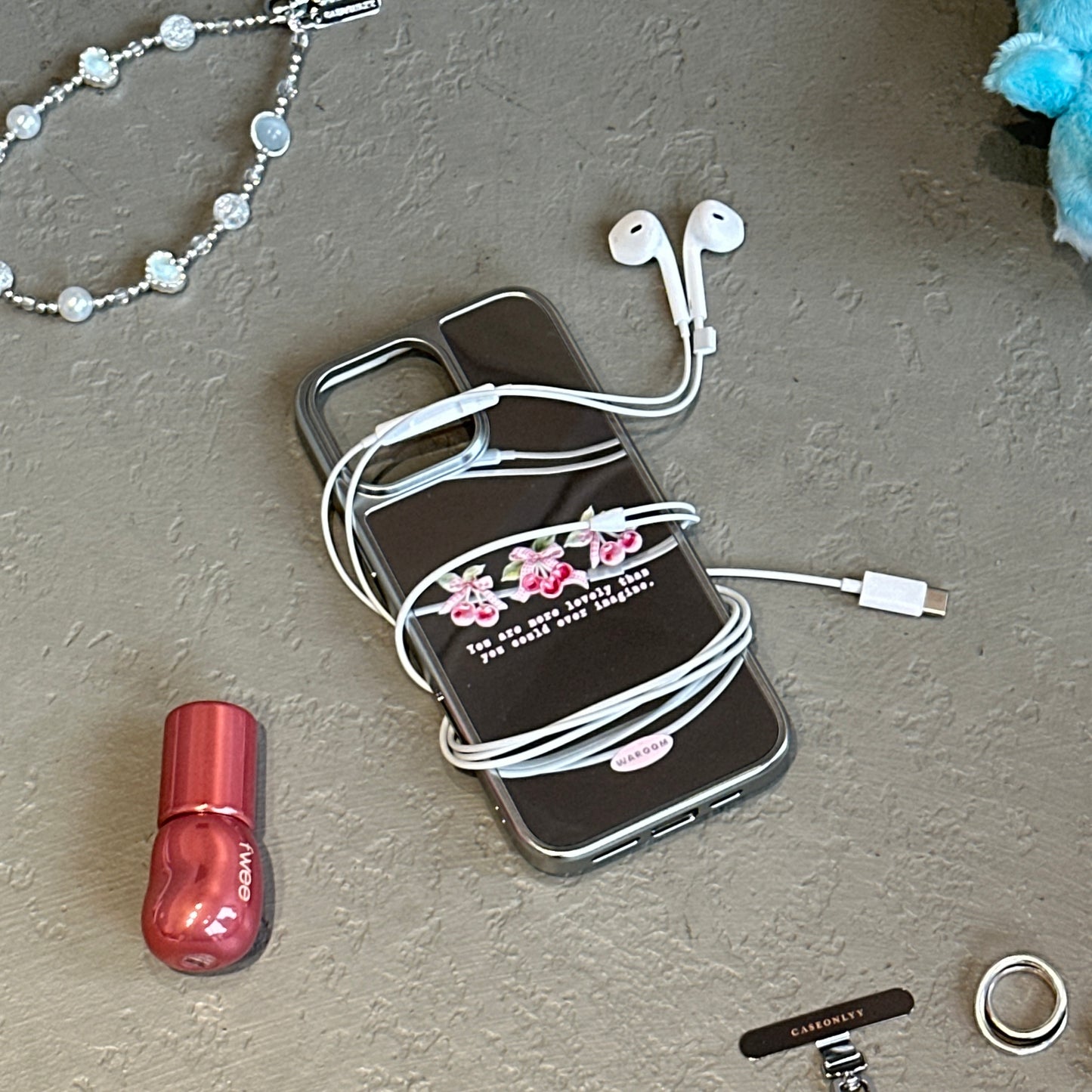 Sweet Cherry｜銀色電鍍框鏡面手機保護殼