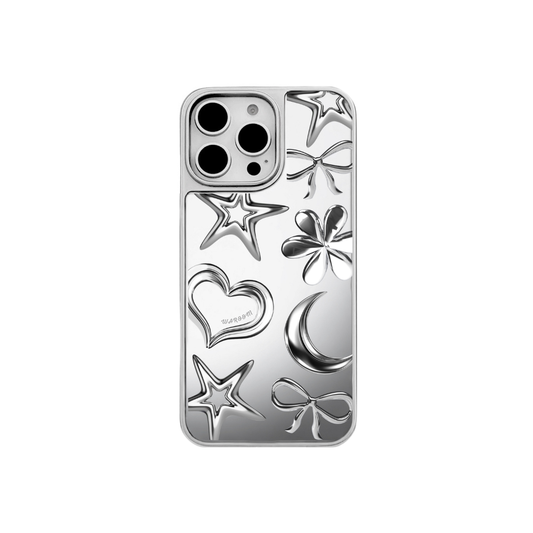 Metal World｜銀色電鍍框鏡面手機保護殼